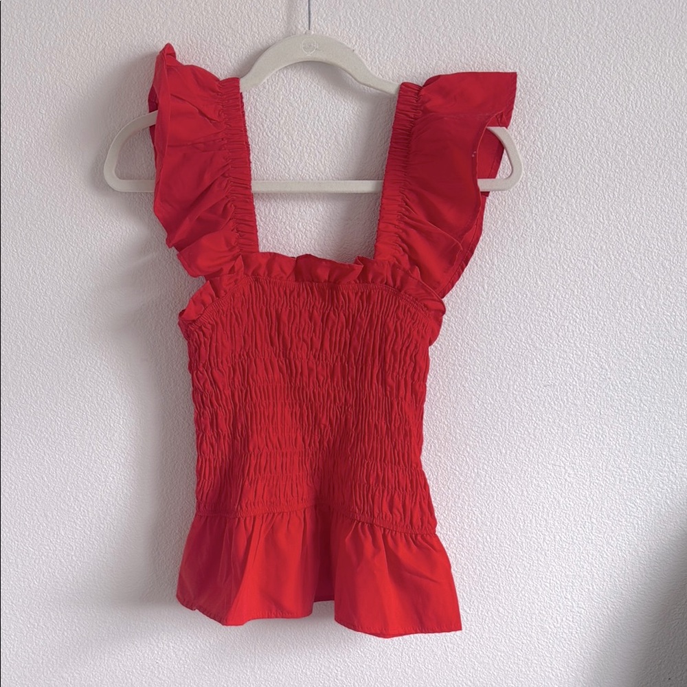 Red Ruffled Women's Top